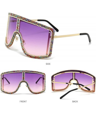 Oversized bling Rhinestones Sunglasses Women 2023 Luxury One Piece Y2K Sports Sun Glasses for Lady Punk Eyewear Purple $10.05...