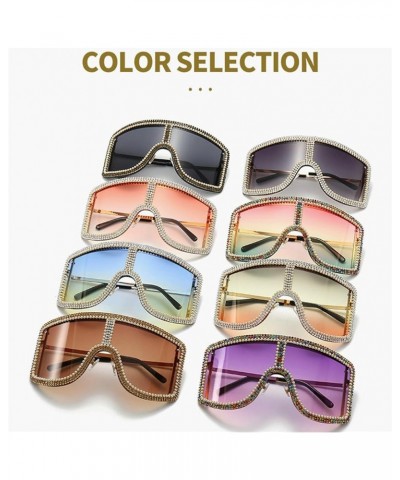 Oversized bling Rhinestones Sunglasses Women 2023 Luxury One Piece Y2K Sports Sun Glasses for Lady Punk Eyewear Purple $10.05...