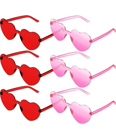 6 Pairs Heart Shaped Sunglasses Trendy Transparent Candy Color Rimless Eyewear Heart Shaped Frameless Glasses for Party Favor...