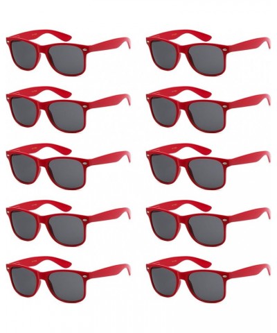 Wholesale Bulk Unisex 80's Retro 100% UV Sunglasses for Adults - 10 Pack - w/Flex Hinges Cardinal Red | Smoke $13.63 Wayfarer