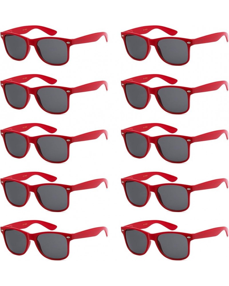 Wholesale Bulk Unisex 80's Retro 100% UV Sunglasses for Adults - 10 Pack - w/Flex Hinges Cardinal Red | Smoke $13.63 Wayfarer