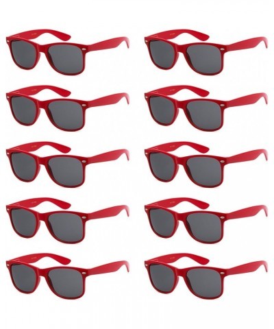 Wholesale Bulk Unisex 80's Retro 100% UV Sunglasses for Adults - 10 Pack - w/Flex Hinges Cardinal Red | Smoke $13.63 Wayfarer