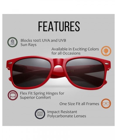 Wholesale Bulk Unisex 80's Retro 100% UV Sunglasses for Adults - 10 Pack - w/Flex Hinges Cardinal Red | Smoke $13.63 Wayfarer