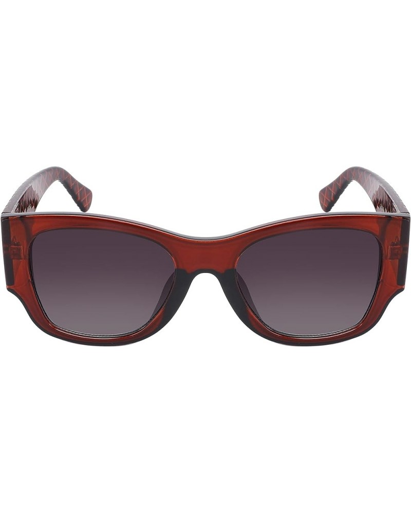 UV400 Women's Large Vintage Retro Rectangular Fashion Sunglasses Clear Dark Brown Grey Gradient $10.06 Rectangular