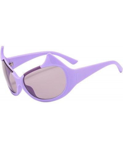 Cat Eye Sunglasses for Women Trendy Cute UV400 Personalized Sunglasses AM047 Purple/Purple $7.53 Square