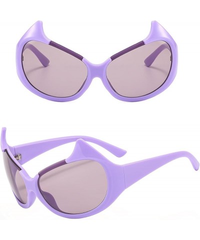 Cat Eye Sunglasses for Women Trendy Cute UV400 Personalized Sunglasses AM047 Purple/Purple $7.53 Square