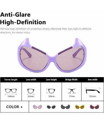 Cat Eye Sunglasses for Women Trendy Cute UV400 Personalized Sunglasses AM047 Purple/Purple $7.53 Square