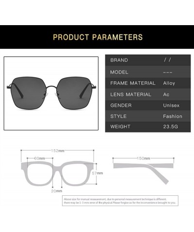 Metal Frame Sunglasses for Men and Women Large Frame Fashion Decorative Sunglasses (Color : C, Size : 1) 1 C $16.40 Designer