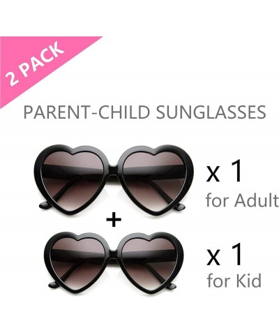 Heart Shaped Sunglasses for Women and Kids Girls, Mother and daughter Matching Style Sunglasses 1 Adult & 1 Kid(black) $10.02...