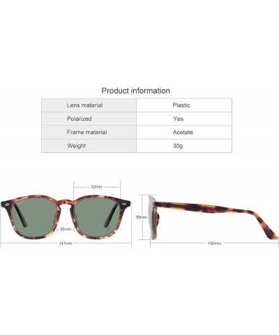 Polarized Square Style Sunglasses Acetate Full Frame For Men Women Full Rimmed UV400 Protection Green Lens/Tortoise Frame $14...