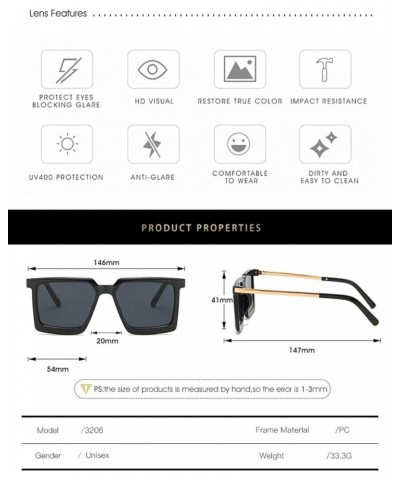 Trendy Square Sunglasses For Men And Women Outdoor UV400 Decorative Sunglasses Gift C $14.82 Designer