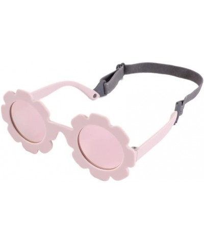 0-36 Months Baby Polarizrd Round Flower Sunglasses with Belt Flexible Durable TPEE Frame Mirrored UV400 TAC Lens Infant Eyewe...