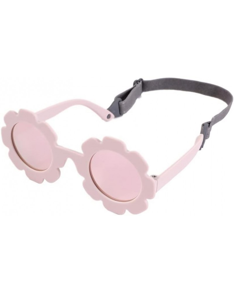 0-36 Months Baby Polarizrd Round Flower Sunglasses with Belt Flexible Durable TPEE Frame Mirrored UV400 TAC Lens Infant Eyewe...