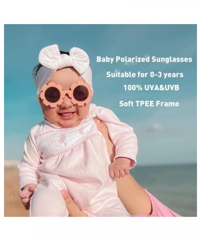 0-36 Months Baby Polarizrd Round Flower Sunglasses with Belt Flexible Durable TPEE Frame Mirrored UV400 TAC Lens Infant Eyewe...