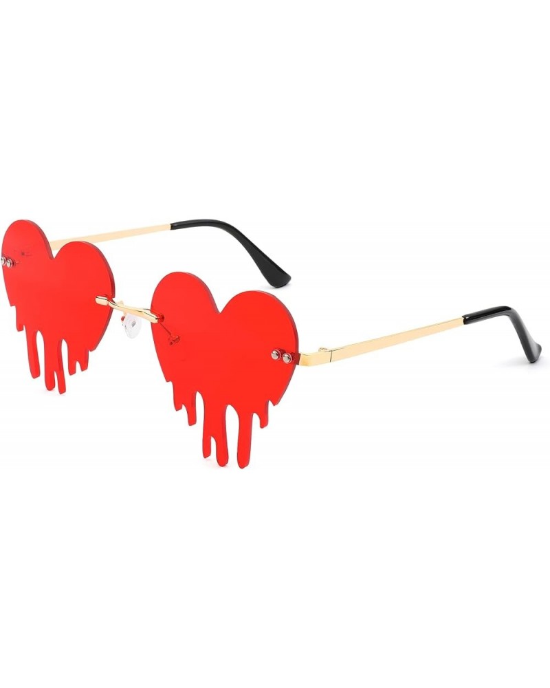 Halloween Heart Flame Sunglasses for Women Men Metal Frameless Sun Glasses Vintage Rimless Irregular Party Shades (Heart Flam...