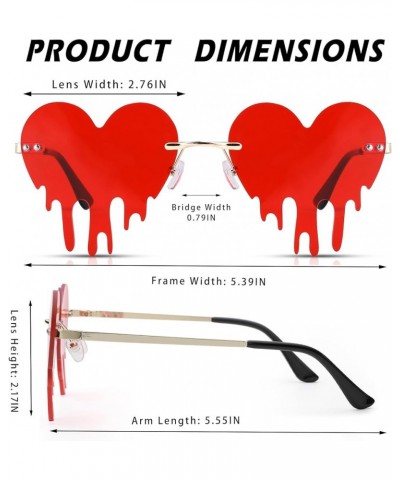 Halloween Heart Flame Sunglasses for Women Men Metal Frameless Sun Glasses Vintage Rimless Irregular Party Shades (Heart Flam...