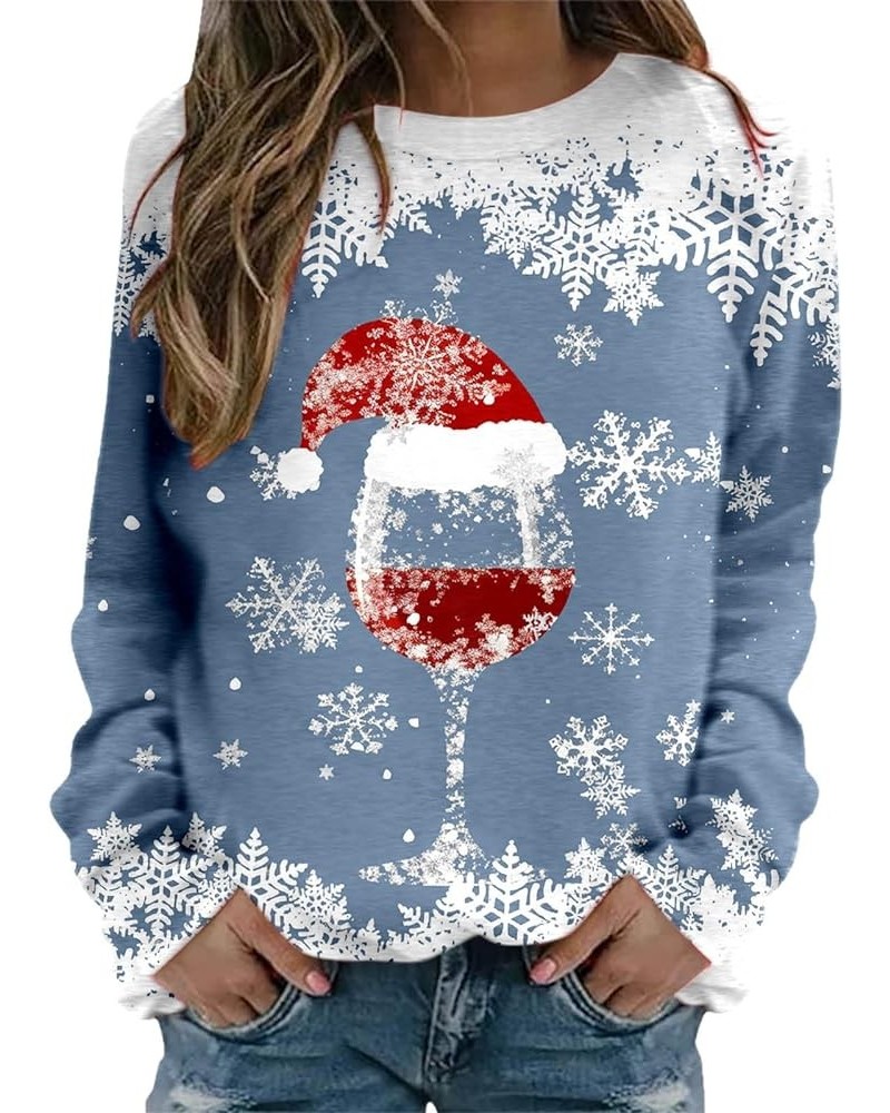 Women's Funny Letter Print Long Sleeve Xmas Christmas Sweatshirts Round Neck Novelty Pullovers Tops Blouse T Shirts 4237-asdj...