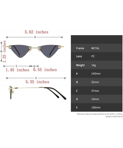 Small Triangle Sunglasses For Women Rimless Metal Geometry Frame Retro Flat Top Sun Glasses Men UV400 2021 Cateye Shades Blac...