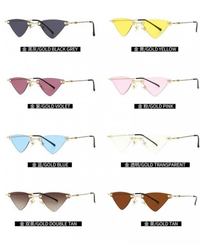 Small Triangle Sunglasses For Women Rimless Metal Geometry Frame Retro Flat Top Sun Glasses Men UV400 2021 Cateye Shades Blac...