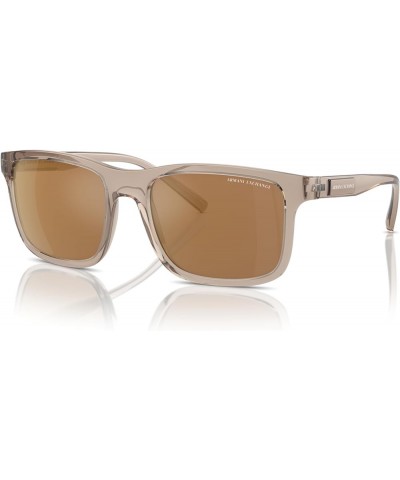 Men's Ax4145s Square Sunglasses Shiny Transparent Brown/Brown Mirrored Gold Polarized $36.14 Square