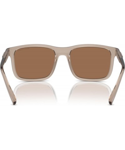 Men's Ax4145s Square Sunglasses Shiny Transparent Brown/Brown Mirrored Gold Polarized $36.14 Square