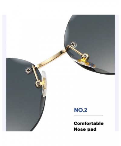 Vintage Oval Rimless Sunglasses Fashion Frameless Tinted Lens Eyewear Glasses for Women Men Shades Gradient Brown $78.89 Sport