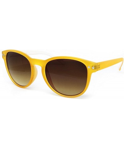 7143-1 Candy Horned Rim Matte Finish Flash Retro Funky Sunglasses Candy Yellow $9.66 Oval