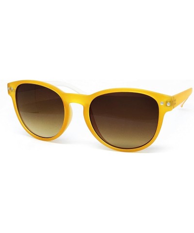 7143-1 Candy Horned Rim Matte Finish Flash Retro Funky Sunglasses Candy Yellow $9.66 Oval