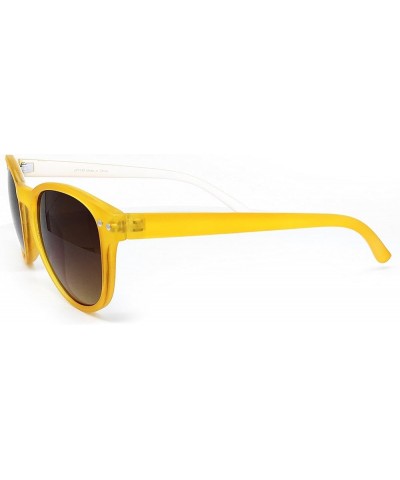 7143-1 Candy Horned Rim Matte Finish Flash Retro Funky Sunglasses Candy Yellow $9.66 Oval