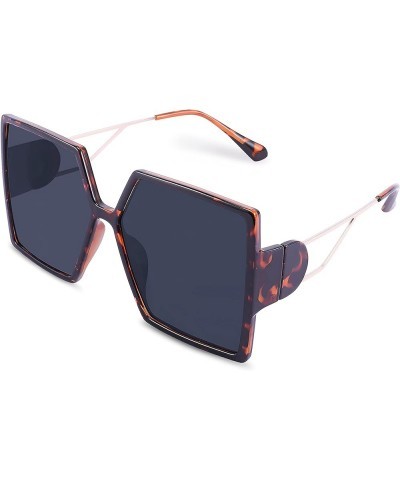 Oversized Square Sunglasses for Women Big Large Wide Fashion Shades for Men UV400 B2783 Leopard $10.19 Square