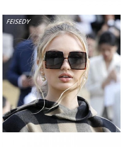 Oversized Square Sunglasses for Women Big Large Wide Fashion Shades for Men UV400 B2783 Leopard $10.19 Square