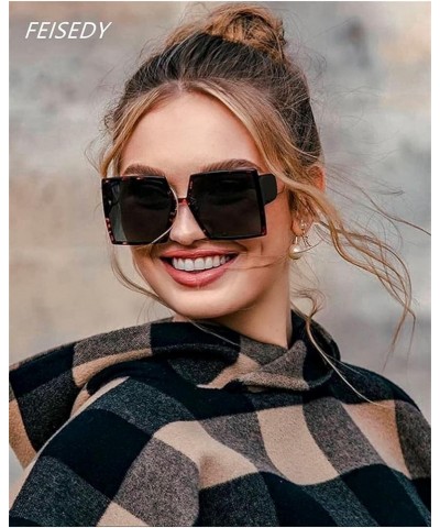 Oversized Square Sunglasses for Women Big Large Wide Fashion Shades for Men UV400 B2783 Leopard $10.19 Square