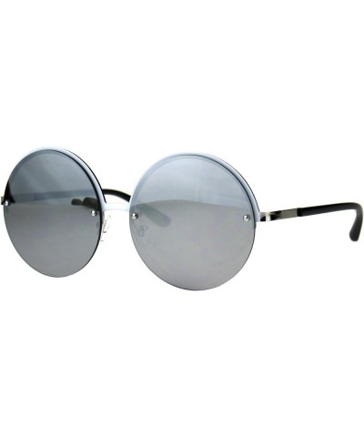 Womens Fashion Sunglasses Trending Half Rim Round Circle Frame UV 400 Silver (Silver Mirror) $7.98 Round