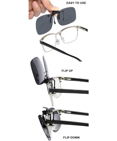 Clip On Sunglasses Flip Up Polarized Sunglasses Clip on over Prescription Eyeglasses with Case Set of Smoke and Brown $8.99 D...