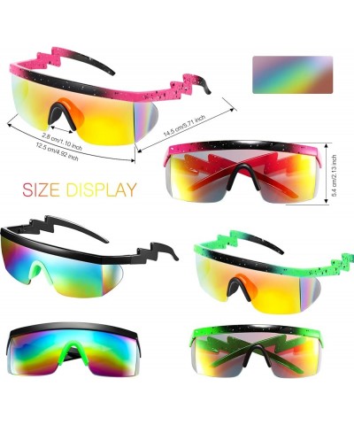 3 Pairs Retro Semi Rimless Sunglasses 80s 90s Zigzag Sunglasses Colored Transparent Lens Glasses for Men Women Bright Color $...