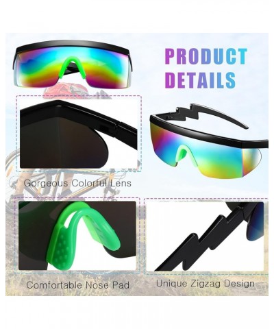 3 Pairs Retro Semi Rimless Sunglasses 80s 90s Zigzag Sunglasses Colored Transparent Lens Glasses for Men Women Bright Color $...