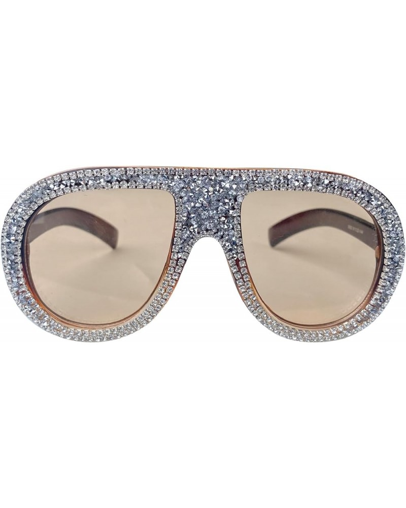 Oversized Sparkling Colorful Rhinestones Sunglasses Women Trendy One-Piece pilot Sun Glasses for Lady Diamond Eyewear Champag...