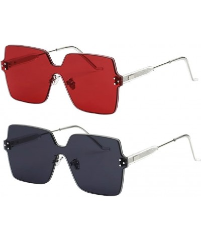 2PCS Rimless Sunglasses for Women Men Retro Fashion One Piece Sunglasses UV 400 Protection DD591 Set 02-2pcs $12.20 Rimless