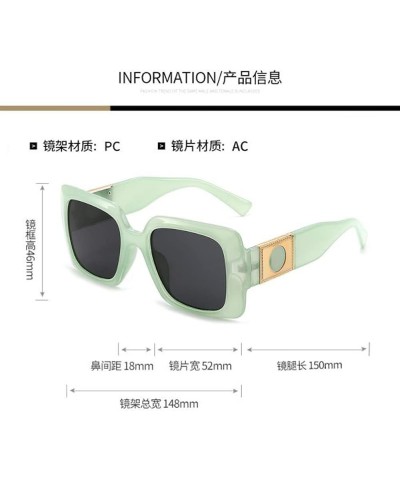 Women's UV Anti-UV Sunglasses with Metal Hinged Square Big Frame Sunglasses Gray Frame Black Gray Flakes $8.05 Round