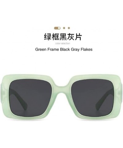 Women's UV Anti-UV Sunglasses with Metal Hinged Square Big Frame Sunglasses Gray Frame Black Gray Flakes $8.05 Round