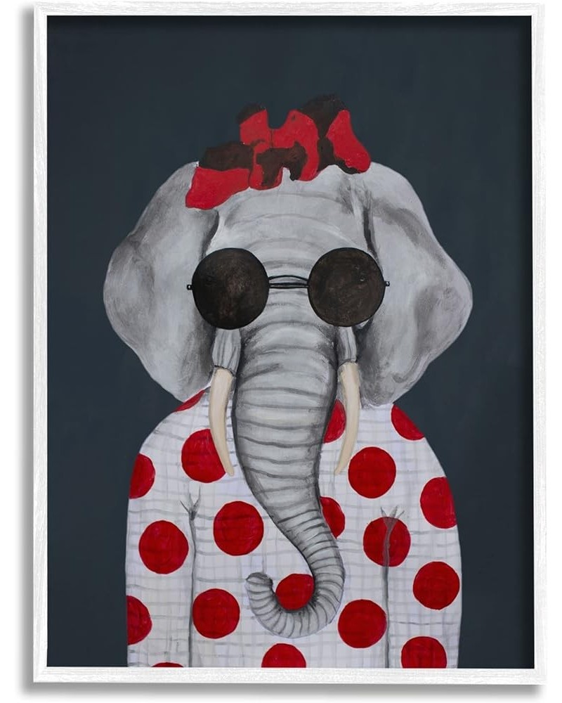 Fashionable Elephant Sunglasses Bow Polka Dot Pattern Portrait, Design by Coco de Paris White Framed 16 x 20 $28.20 Rectangular