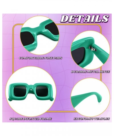 Cute Inflated Square Sunglasses for Women Men Trendy Oversized Thick Frame Funny Aesthetic Shades B9097 Green $10.19 Oversized