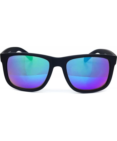 4-165 RAKOSTA Matte Finish Classic Reflective Mirrored Horn Rimmed Womens Mens Retro Sunglasses Blue Purple $9.20 Square