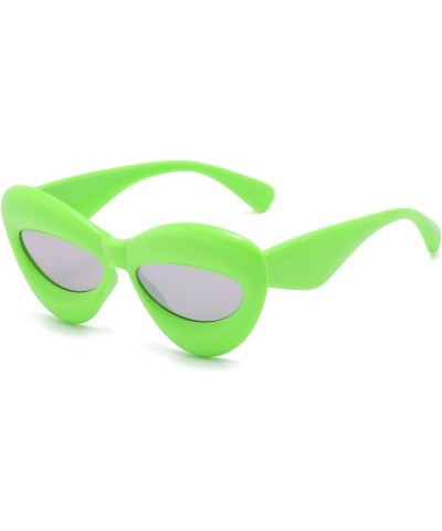 Sexy Lip Sunglasses - Unique Women Thick Frame Cat Eye Candy Color Punk Sun Glasses UV400 Green $7.82 Cat Eye