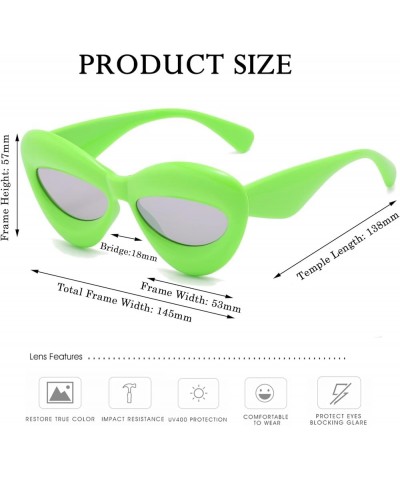 Sexy Lip Sunglasses - Unique Women Thick Frame Cat Eye Candy Color Punk Sun Glasses UV400 Green $7.82 Cat Eye