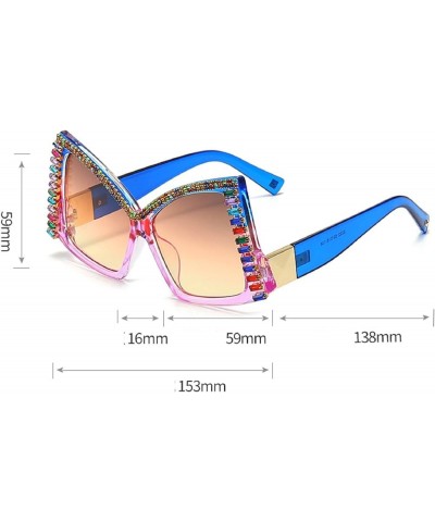 Cat Eye Sunglasses For Women Fashion Rhinestone Sunglasses Shiny Party Sun Glasses Female Gradient Butterfly Glasses 3pcs-bla...