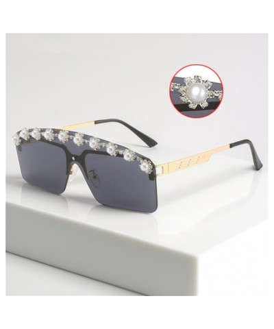 Pearl Rimless Sunglasses Women One Piece Sun Glasses Uv400 Vintage Gradient Eyewear Party Decorative Shades C4 $17.64 Rectang...