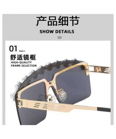 Pearl Rimless Sunglasses Women One Piece Sun Glasses Uv400 Vintage Gradient Eyewear Party Decorative Shades C4 $17.64 Rectang...