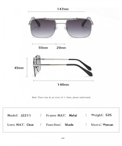 Fashion Metal Square Sunglasses Men and Women Outdoor Holiday Street Shooting Decorative Sunglasses (Color : D, Size : 1) 1 E...