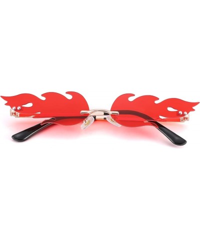 Rimless Halloween Sunglasses for Women Men Christmas Tree Glasses Party Prom Cosplay Rave Eyewear (Flame Red) A5* Flame Red $...